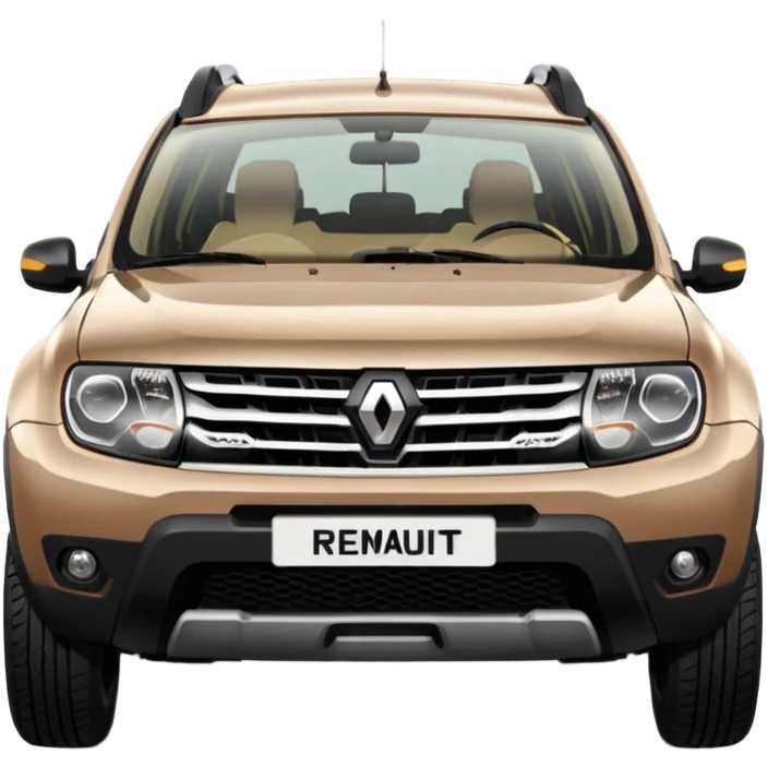Front side of Renault Duster 2014. Beige colour  emoji