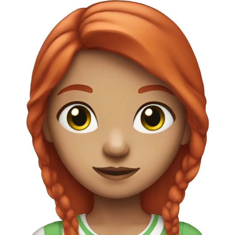 girl with red hair and white streaks and green eyes emoji