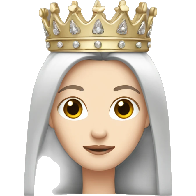 White girl with dark straight hair wearing a crown  emoji