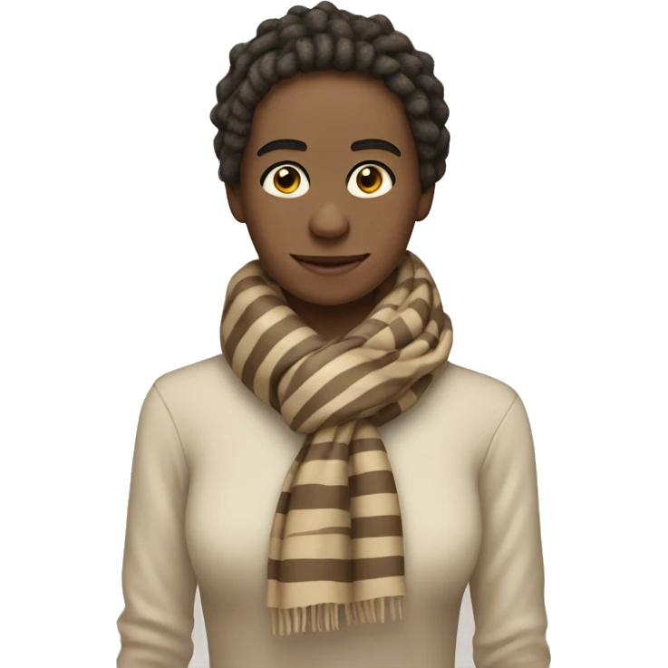 A long, striped scarf wrapped in loops, beige colors emoji