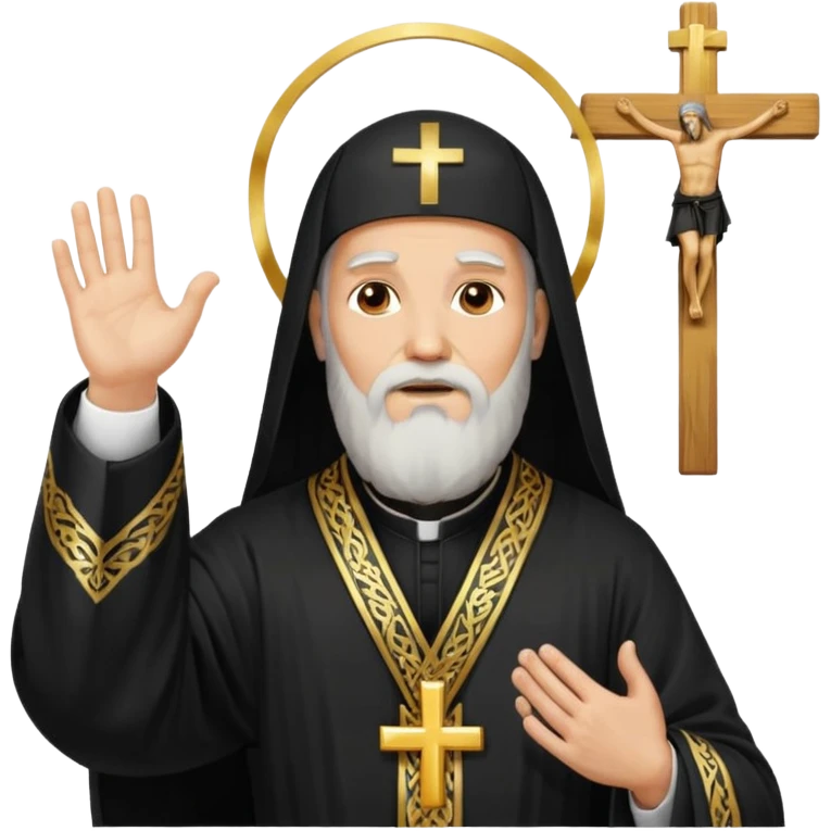 Orthodox Christian priest crossing himself (making the sign of the cross) with the movement of the Cross outlined in gold streaks emoji