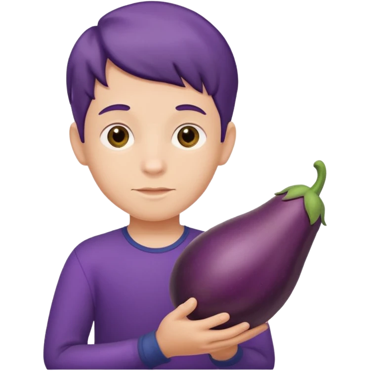 A boy with an eggplant  emoji