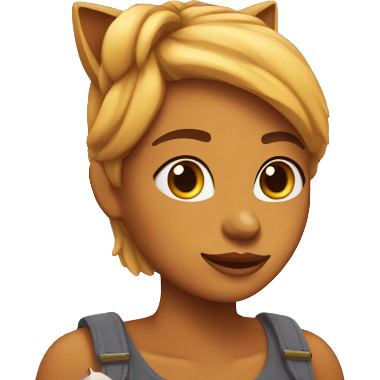 Chica con un gato emoji