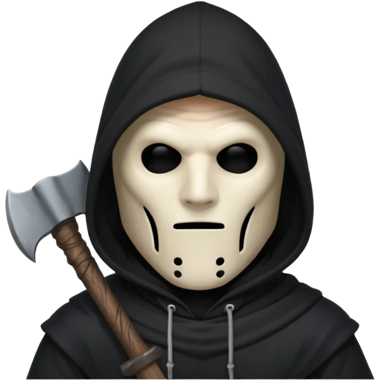 an executioner with a black hood/sheet on his face so we can't see his face but only his eyes and an axe in his hand emoji