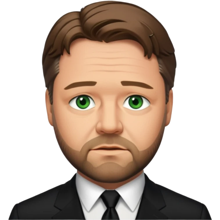 Russell Crowe with green eyes, black suit emoji