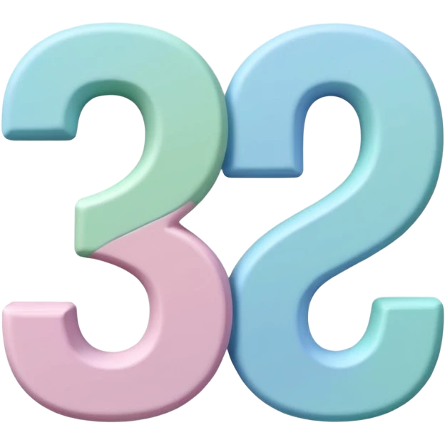 Numbers 1, 2, 3 in pastel colors (pink, blue, green), Pixar-style 3D, hand-drawn texture, soft shadow, transparent background emoji
