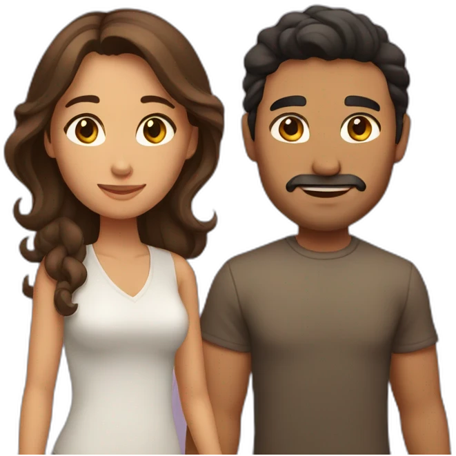 latino man and woman with brown hair emoji