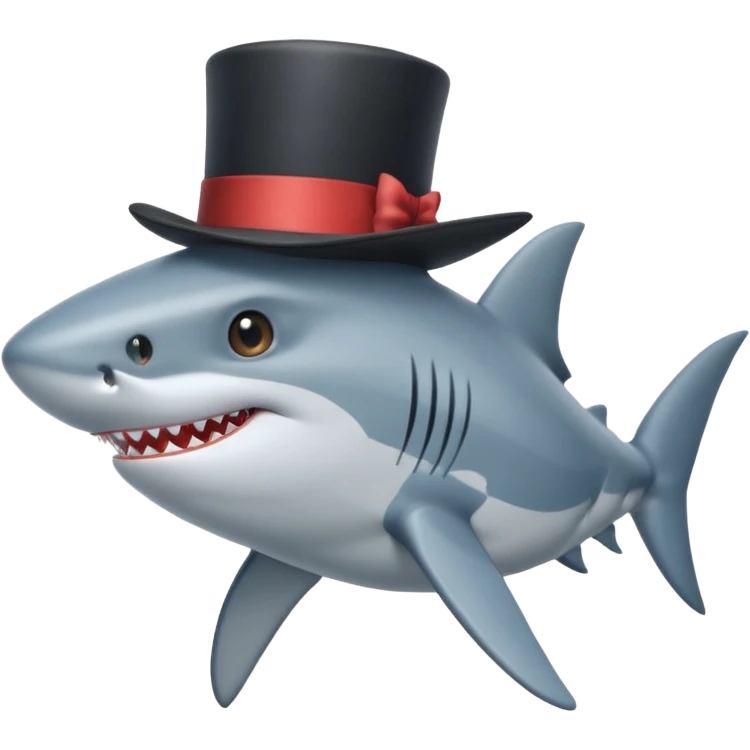 Shark with a top hat emoji