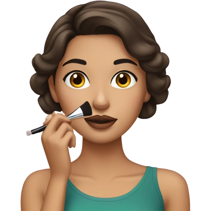 Brunette girl doing makeup emoji