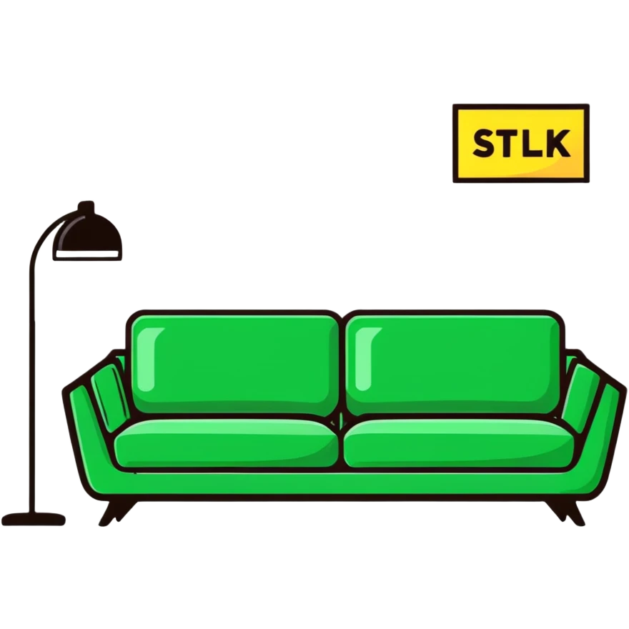 modern sofa with price tag emoji