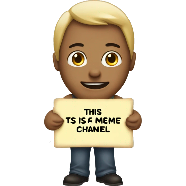 person holding a sign saying "this is 4 the meme channel" emoji