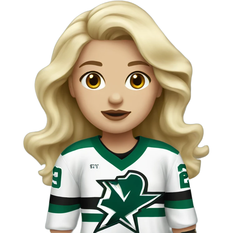Blonde girl wearing Dallas Stars jersey emoji