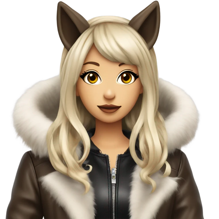 werewolf hime gyaru girl, wolf ears, leather coat emoji