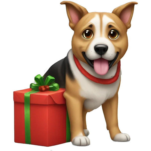 Dog with a pull christmas emoji