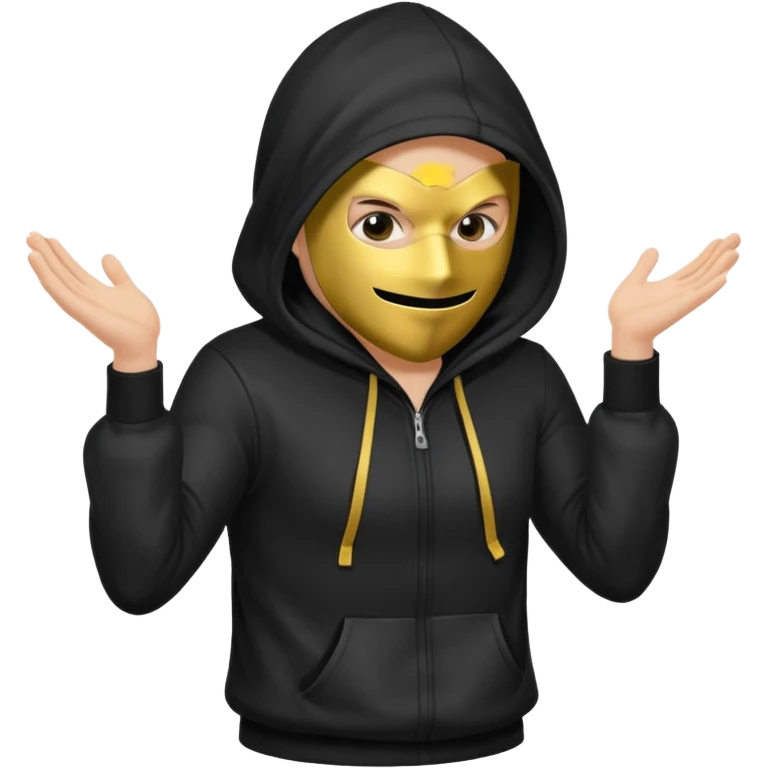 postac w kapturze i masce rrusza tylkiem emoji