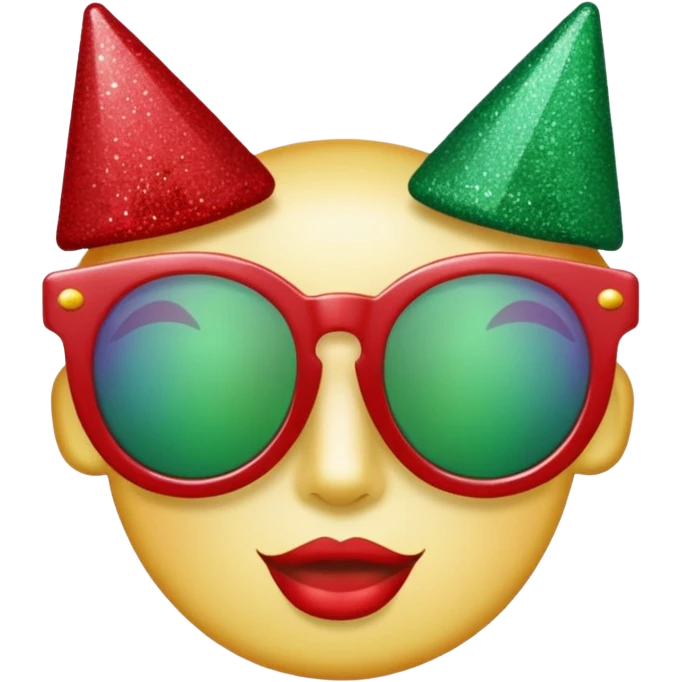 glitter red and green glasses vertically emoji