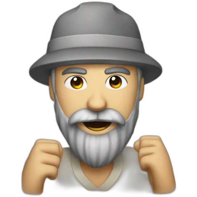 man with beard fighting a virus emoji