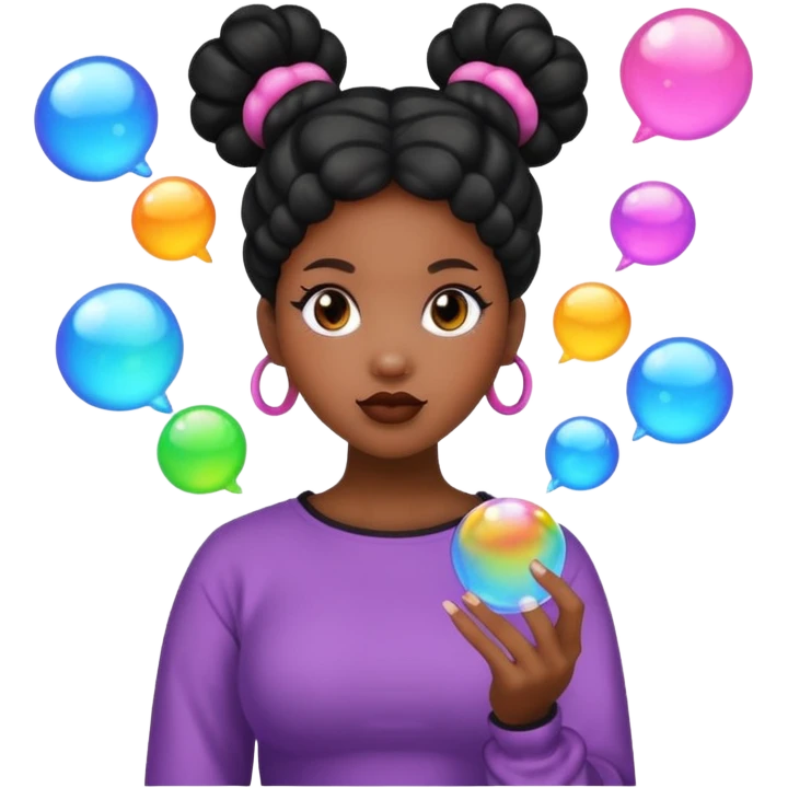 Black woman with bubble Space buns emoji