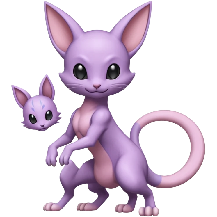 Pastel dull greyish anthropomorphic furry Mewtwo-Beerus-Venom-Espeon-Espurr-Minccino-hybrid-fusion-animal-ET-species-creature  emoji