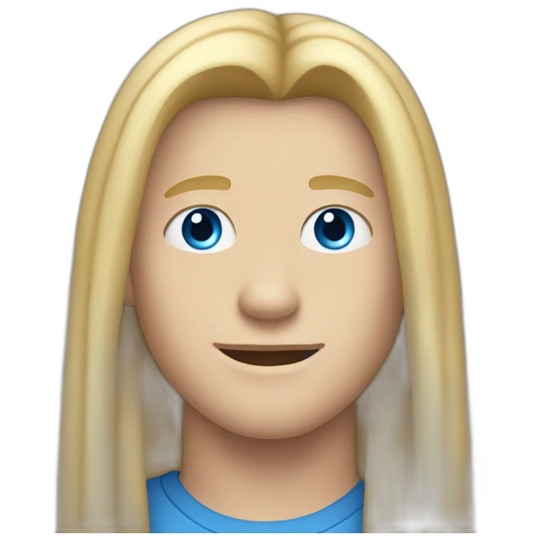 blue-eyed teen-ager man with long straight blond hair emoji