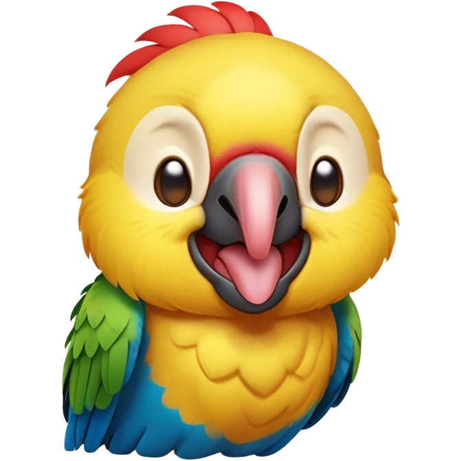 Cinematic Cute Yawning Macaw Portrait Emoji, Head tilted slightly with a dramatic, wide-open yawn, showcasing resplendent feathers and sleepy, half-closed eyes brimming with relaxed elegance, Simplified yet irresistibly adorable features, highly detailed, glowing with a soft, cozy tropical glow, high shine, relaxed yet expressive, stylized with a hint of whimsical charm, soft glowing outline, capturing the essence of a drowsy yet affectionate macaw that appears ready to stretch out for a nap! emoji