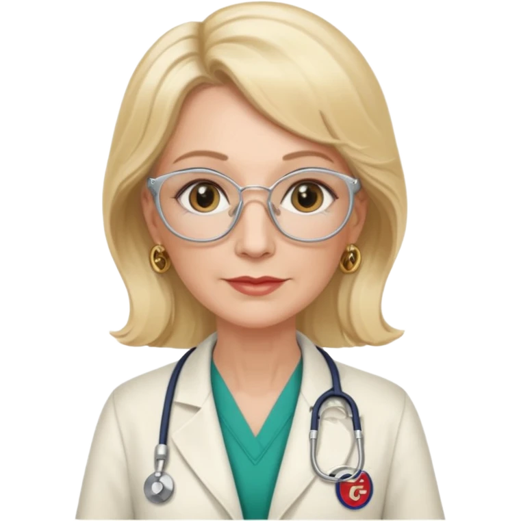 she is about 65 years old with blond hair, likes gucci, is a phd in cardiology emoji