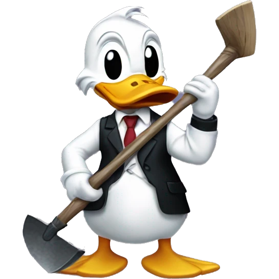 Donald Duck dressed as Patrick Bateman holding axe  emoji