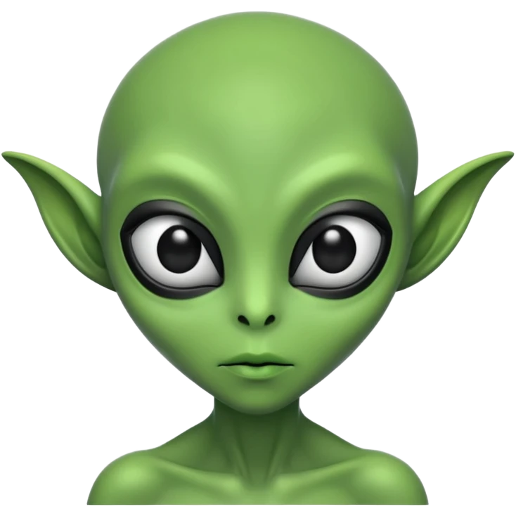 눈이 새까맣고 피부가 초록색이며 사람같지 않게 생긴 외계인 emoji