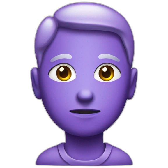 un personnage sous forme de point d'interrogation violet emoji