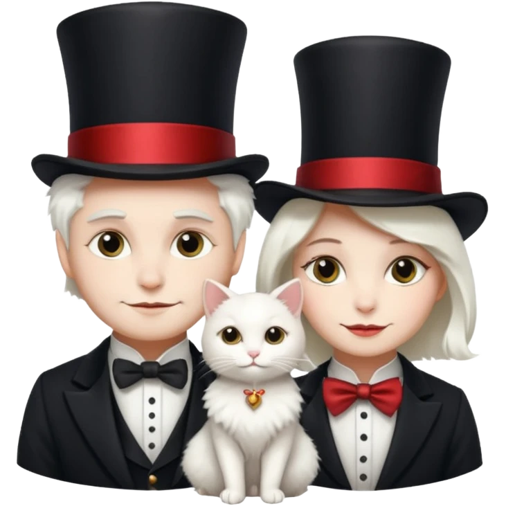 magician couple and their pet cat emoji