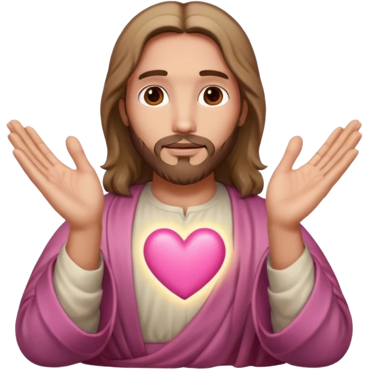 Jesus making pink heart with hands emoji