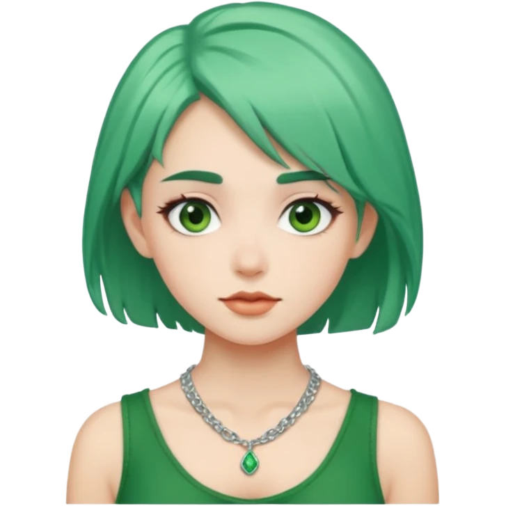 یک دختر که موهاش سبزه و بک گراندش بنفشه emoji