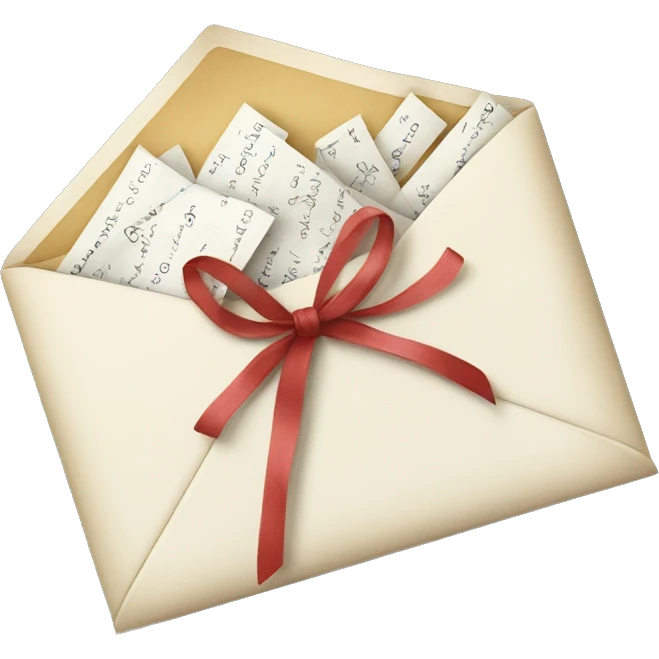 vintage love letters in envelope tied with a baby white ribbon  emoji