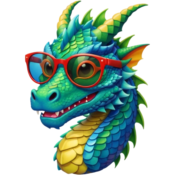 colorful dragon wearing sunglasses emoji
