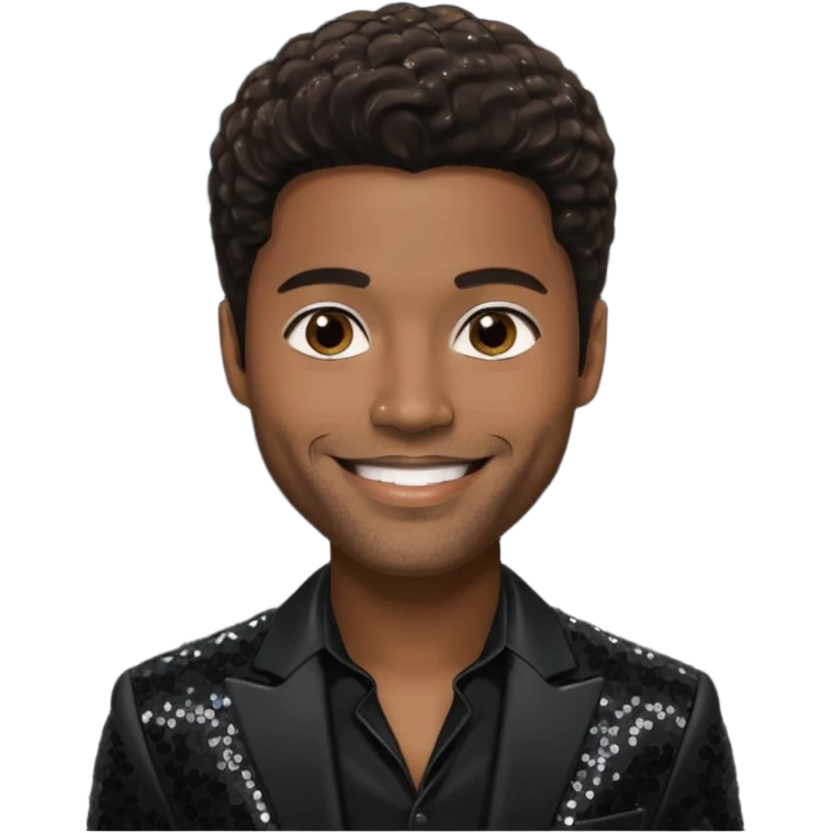 Eric Benét with dark brown hair, black sequin outfit emoji