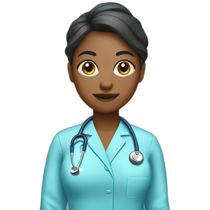 female black doctor in baby blue scrubs emoji
