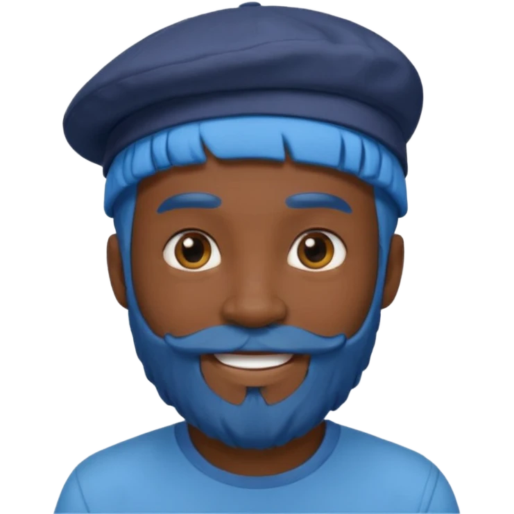 male, blue hair,black skin, beard, hat emoji