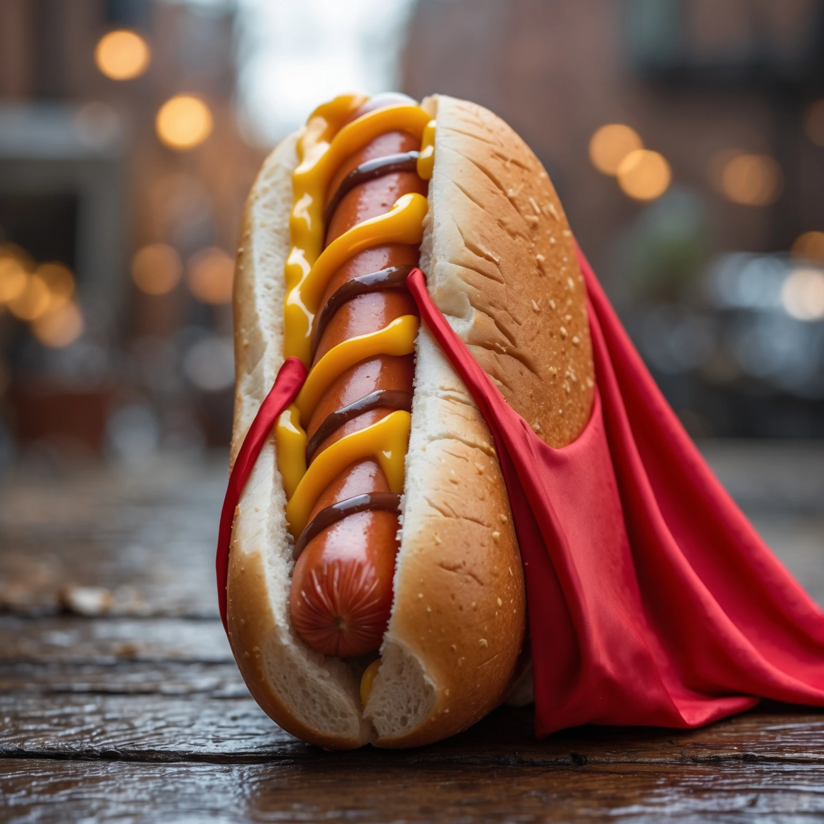 hot dog wearing a red cape emoji
