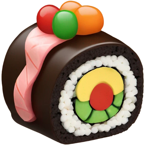 Sushi and chocolate cake emoji