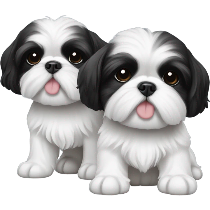Two black and white shitz tzu puppies  emoji