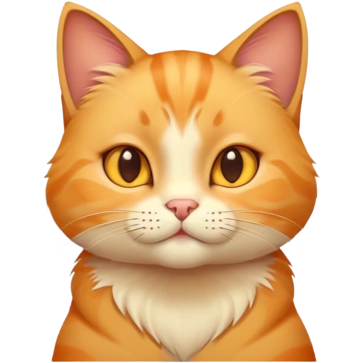 cat with a thinking face, paw on chin, expressive eyes, soft yellow and orange tones, clean style emoji