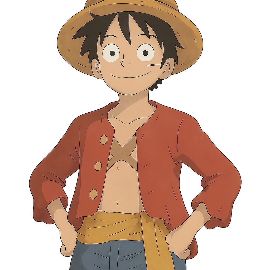 Luffy from One Piece in ghibli style emoji