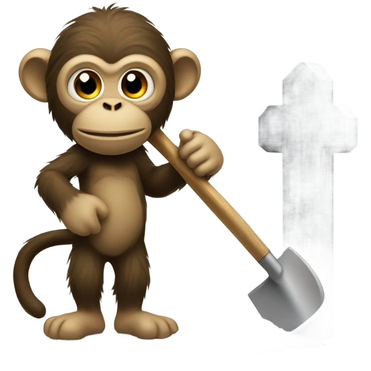 Boots the monkey with a shovel next to a grave emoji
