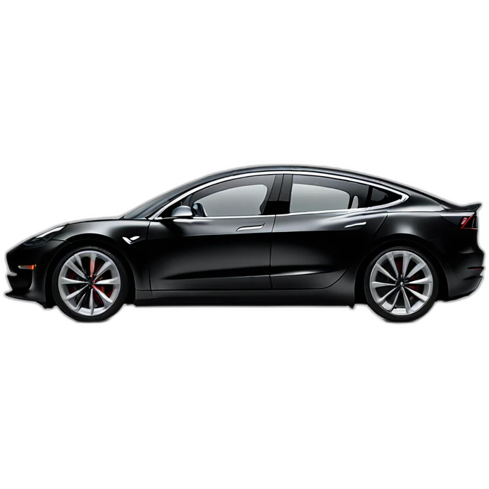 Hyper realistic, open top, black, Tesla Model 3, black upholstery, Performance, left side view emoji
