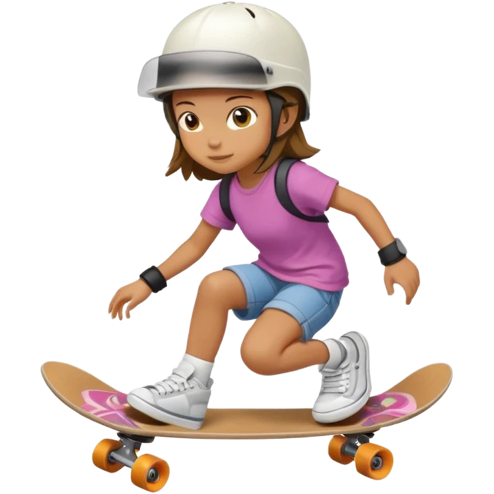 Une petite fille qui a un style de garçon manqué  sur un skateboard  emoji