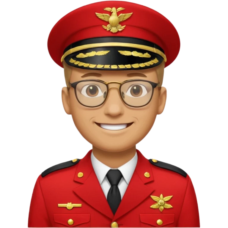 Smiling military man with glasses in red uniform emoji