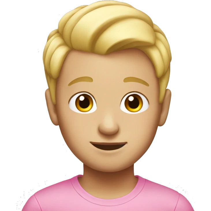 blonde boy with a pink bun emoji