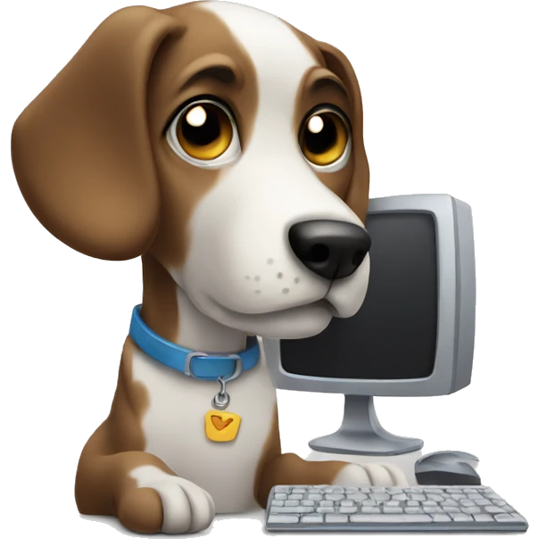 dog with computer emoji