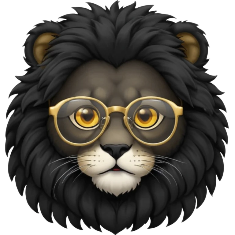 Black Lion with glasses on emoji