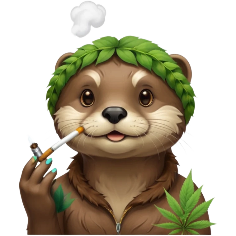 a female otter smoking a joint surrounded by marijuana fumes. a bit california hippy vibe emoji